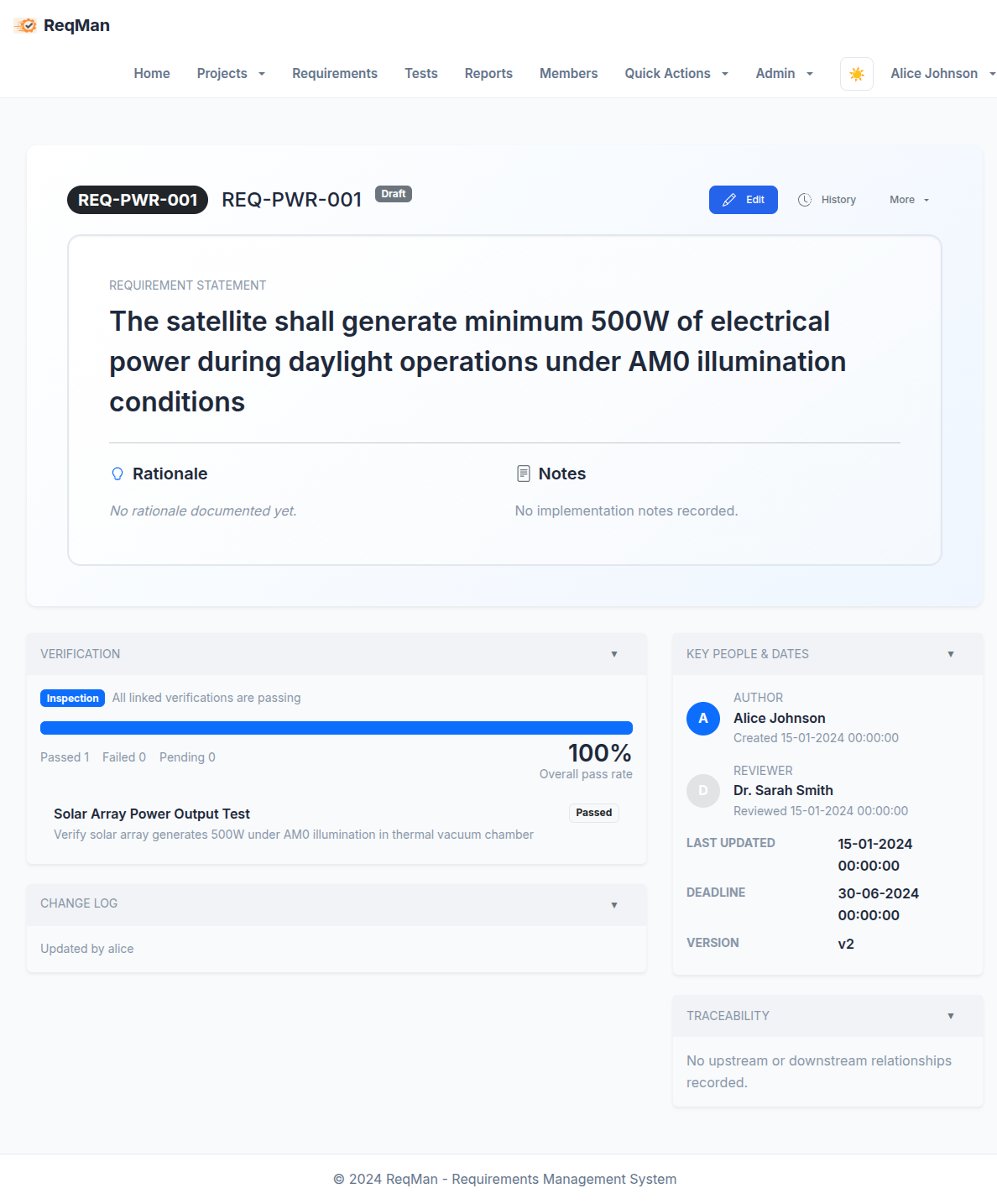 Requirement Detail View
